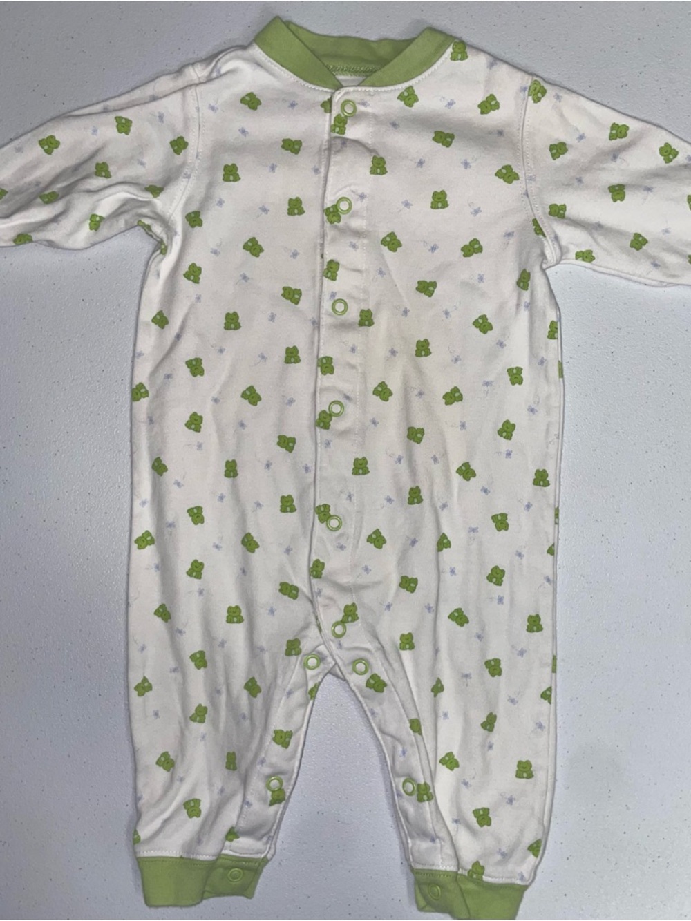 Carter’s: Frog Green/White PJs/Pajamas (9 Months)